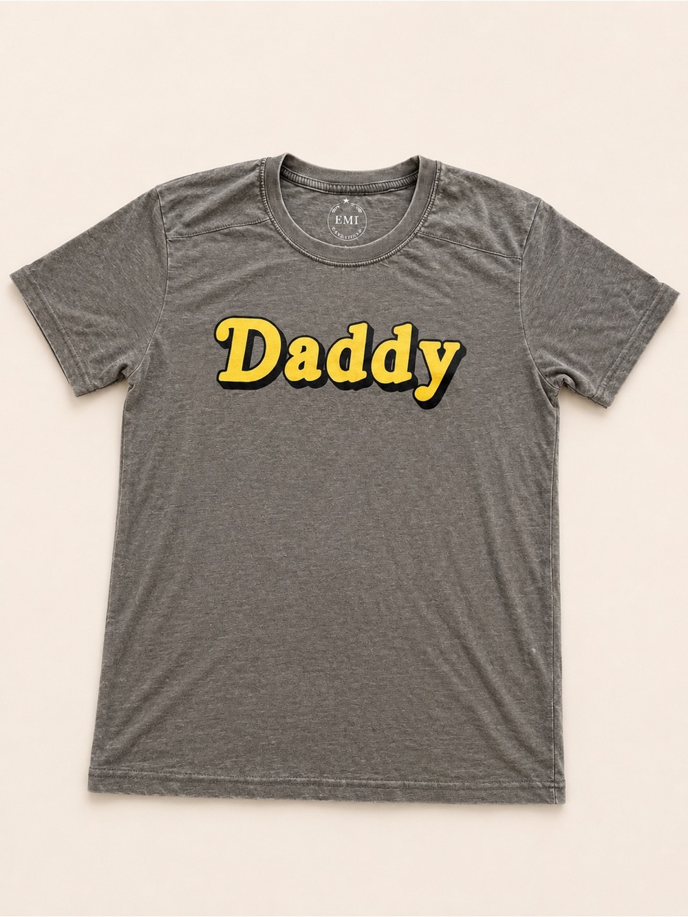 Mi Gray Tee with Yellow 'Daddy' Script